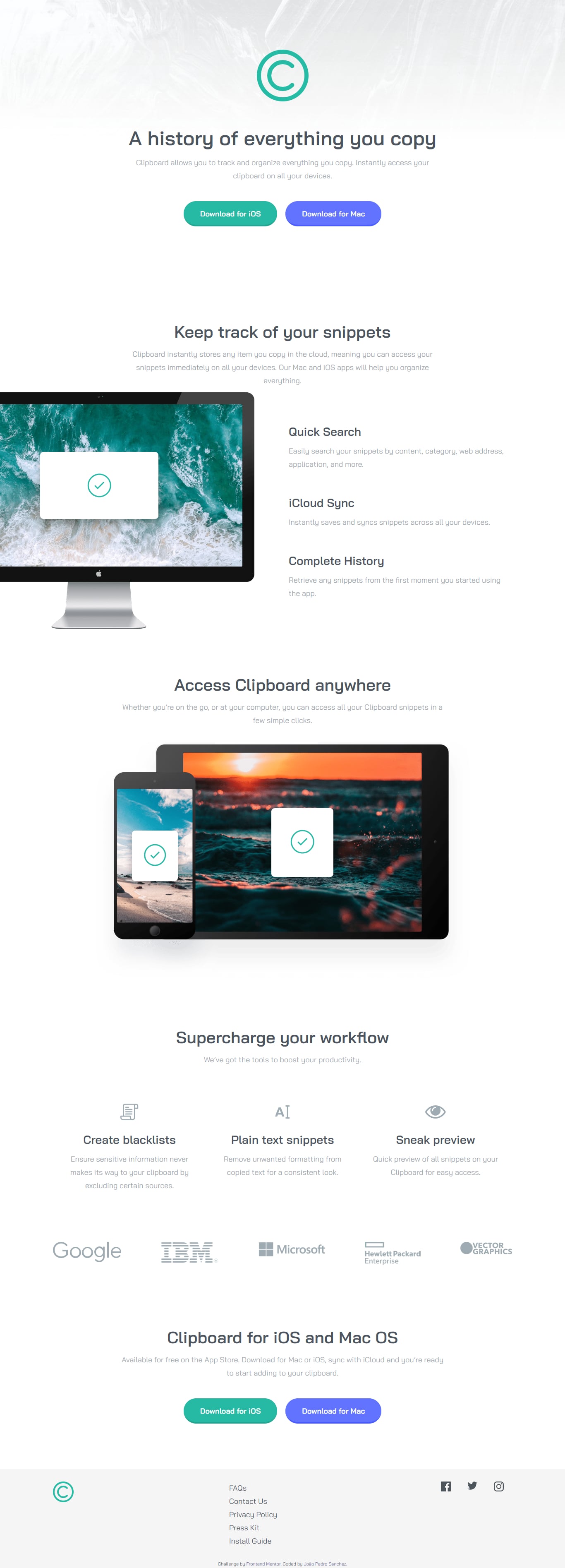 Clipboard Landing Page